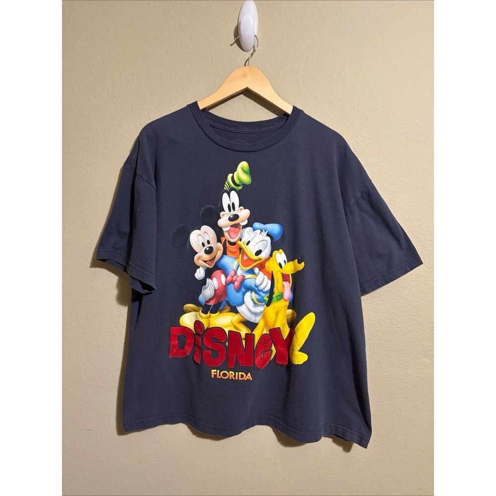 Disney T-Shirt Mickey Mouse Gang Size Navy Blue Crewneck Graphic Cotton Size XL